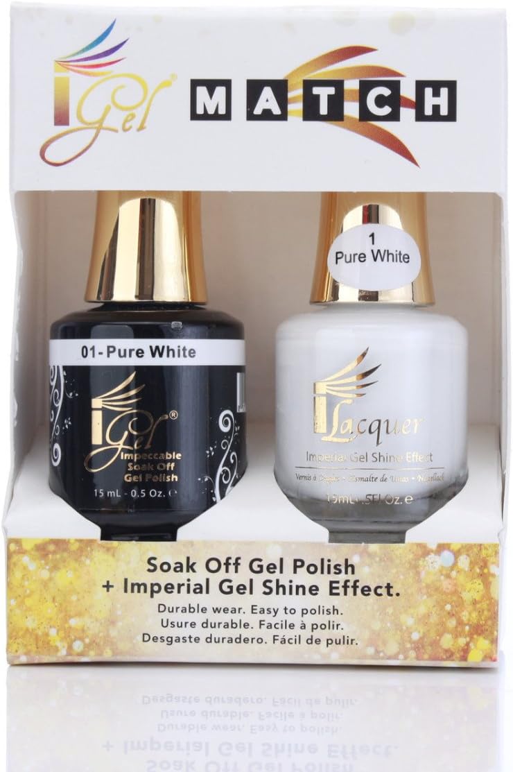 Igel MATCH - Duo Soak Off Gel + Matching Nail Polish Color - (01 - Pure White)