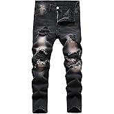 Anbreuinron Boy's Ripped Jeans Stacked Skinny Fit Destroyed Distressed Fashion Comfy Denim Jeans Pants
