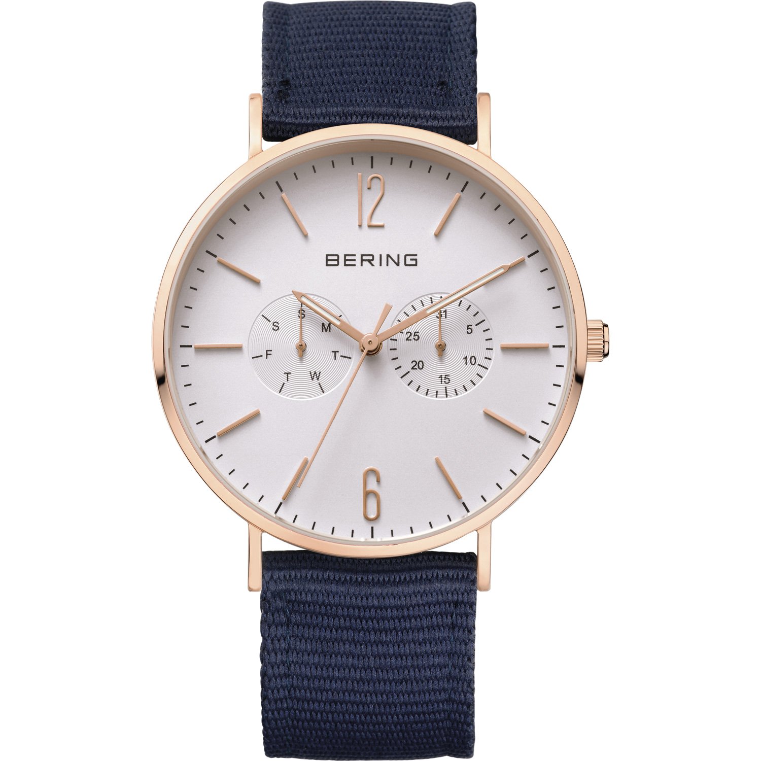 BERING Men Analog Quartz Classic Collection Watch with Nylon Strap and Sapphire Crystal 14240-864