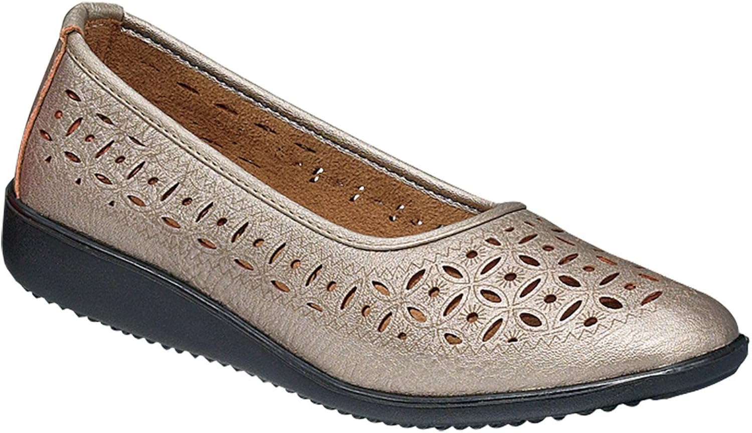 Carol Wright Gifts Casey Flat, Pewter, Size 81/2 (Wide) Loafers & SlipOns