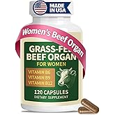 Fleamart Beef Organ Supplement for Women with Liver, Heart, Kidney, Uterus Tissue and Vitamin B Complex Female Beef Organ Supplement Complex Capsules Made in USA, Gluten Free, Non-GMO, 120 Capsules