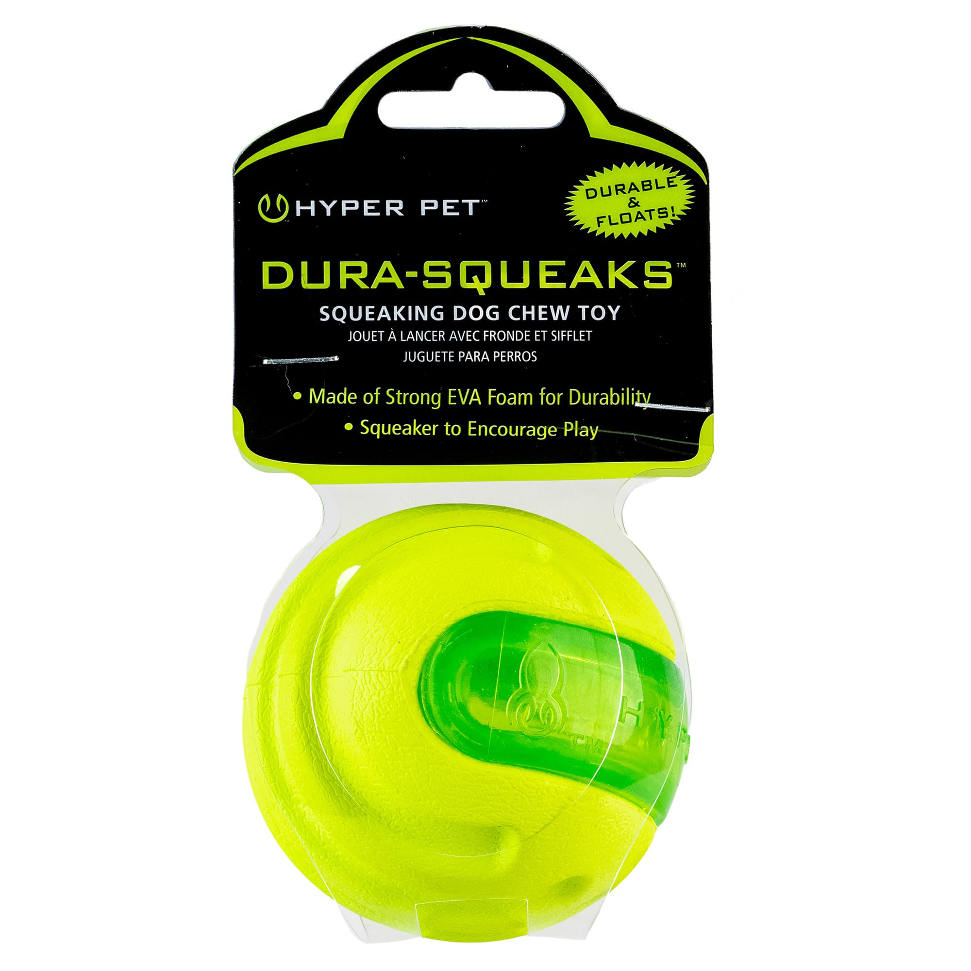 Hyper Pet Dura Squeaks Sphere Dog Toy Ball Floating Dog Ball Fetch Toy