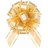 GWHOLE 30 PCS Gold Pull Bows for Gift Wrapping, 5'' Gift Bows for Present Baskets Box Decorations DIY Craft Valentine Christmas Birthday Gift Wedding Decor