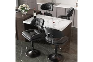 Nalupatio Modern Bar Stools Set of 4, Ergonomic Double-Layer Upholstered Bar Stools with Back, Adjustable Swivel Barstools for Kitchen Island, Dark Grey