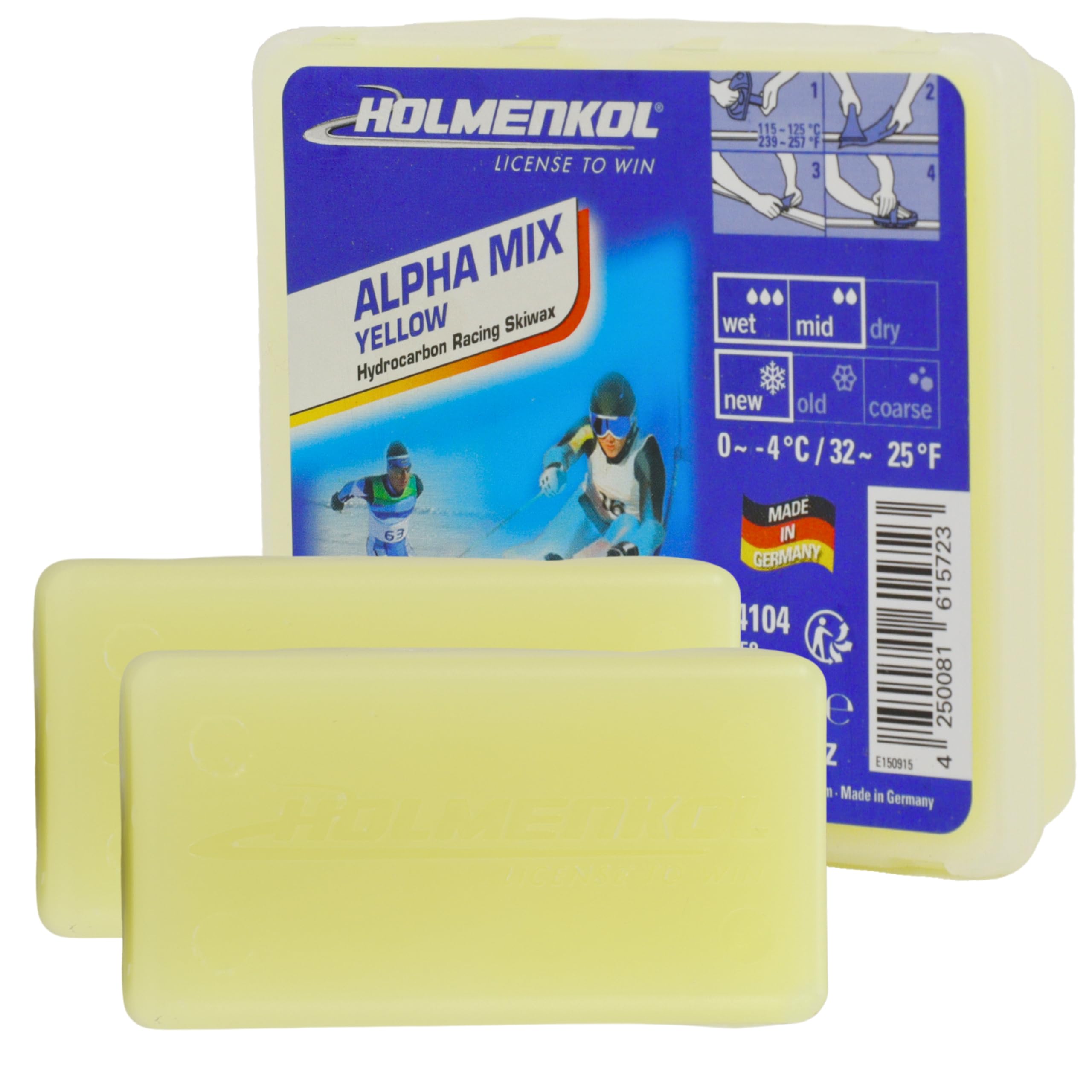 Holmenkol Unisex - Adult Alphamix Ski Wax, Yellow, 2 x 35 g