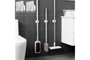 4 Pcs Mop and Broom Holder Wall Mount Self Adhesive, Mop Hanger Wall Mount Mop Holder Hooks, Hanging Broom Organizer Storage 