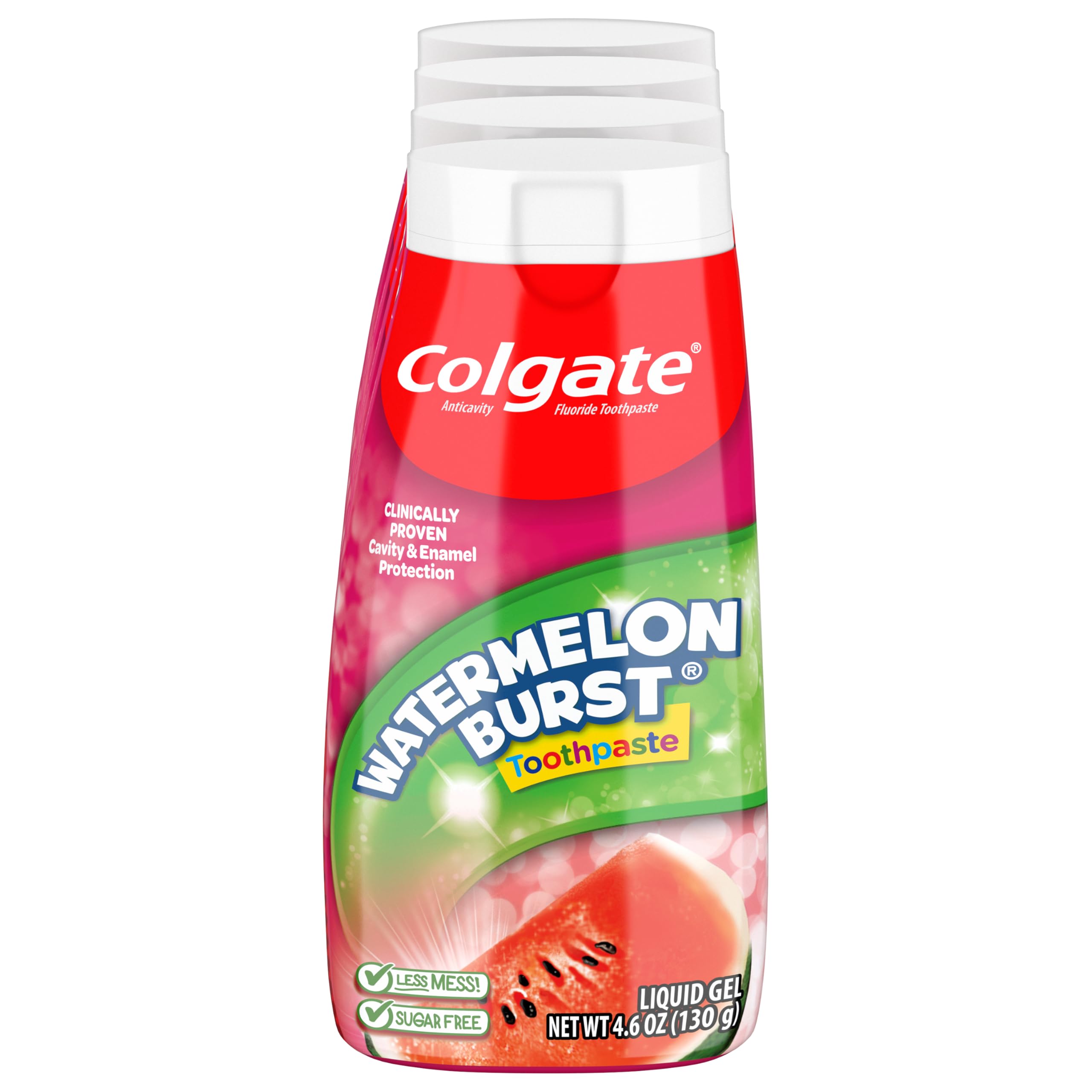 Colgate Anticavity Kids Toothpaste with Fluoride for Ages 2+, Watermelon Burst Flavor - 4.6 Ounce (4 Pack)