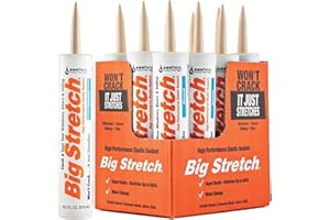 Sashco 10002 100 Percent Acrylic Latex Big Stretch High Performance Caulk, 10.5oz Cartridge, Almond (Case of 12)