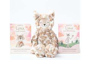 Slumberkins 14" Lynx Kin & 2 Board Books Complete Set Bundle | Promotes Self-Expression, Mindfulness & Boundaries | Social Emotional Development | Gift Set (Lynx Kin Plush + 2 Board Books)