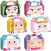 TaoBary 24 PCS Christmas Candy Boxes - Christmas Nutcracker Gifts Boxes with Handle Holiday Treat Paper Goodie Cookie for Xmas Birthday Winter Party Favors Supplies Presents(Cute,Pink)