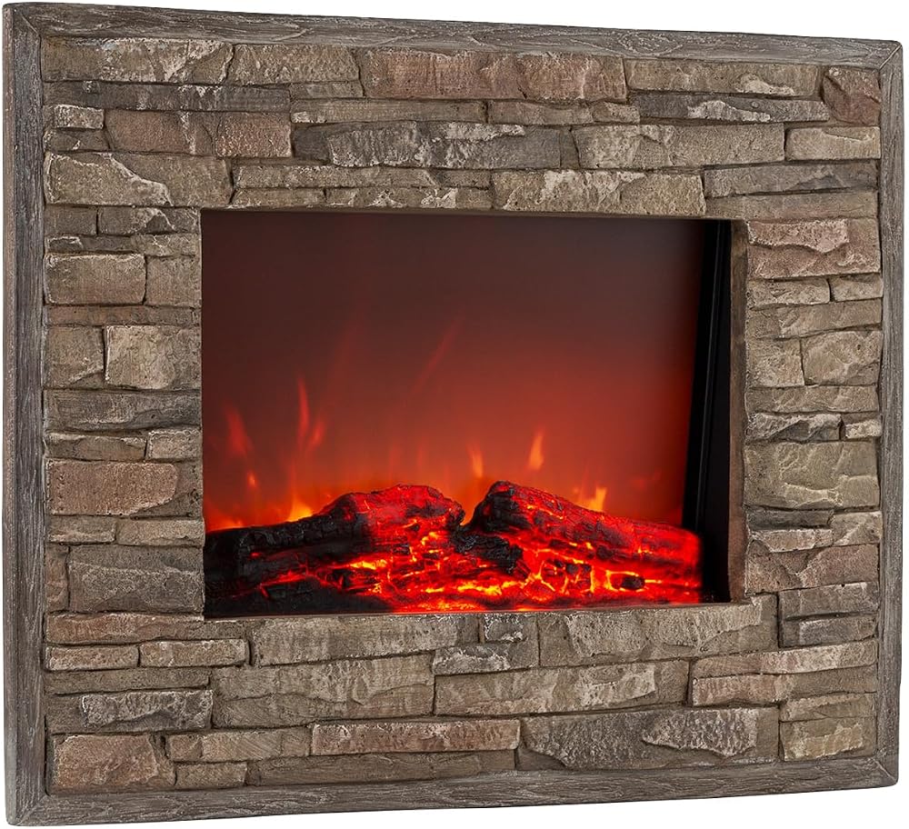 KLARSTEIN Alpbach Electric Fireplace 1800W Stone Effect Resin Frame Realistic