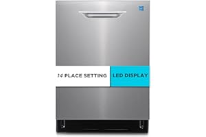 BLACK+DECKER 24" Designer Series Built-In Dishwasher, 14-Place Setting Capacity with Stainless Steel Tub, 6 Wash Programs and Smart Wash System, Low Noise, ENERGY STAR Certified, BDW400MS