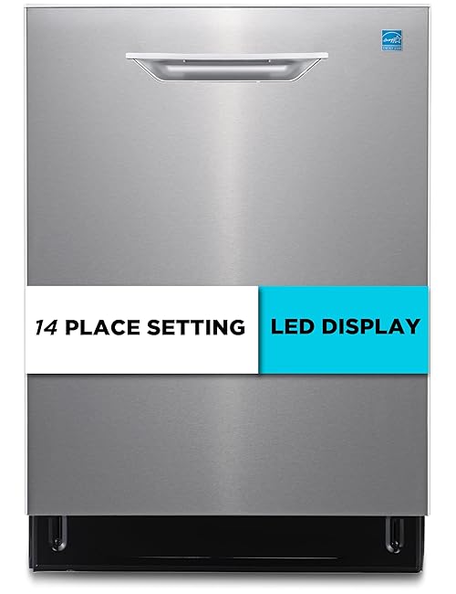 BLACK+DECKER 24" Designer Series Built-In Dishwasher, 14-Place Setting Capacity with Stainless Steel Tub, 6 Wash Programs and Smart Wash System, Low Noise, ENERGY STAR Certified, BDW400MS