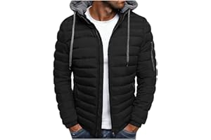 Bacrelax Mens Puffer Jacket with Hood Lightweight Warm Winter Coat Quilted Insulated Water-Resistant Zip Up Jacket Zip Pocket