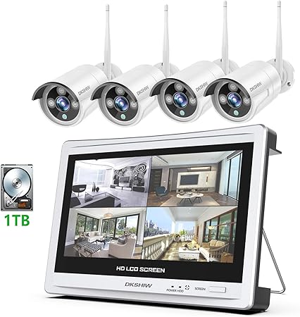 Amazon Co Jp 最新wifi強化版 Dkshiw 防犯カメラセット 12インチオールインワンモニター 0万画素 1080p 8チャンネルnvrシステム ワイヤレス防犯カメラ セキュリティーカメラ ワイヤレス防犯カ屋外 Wifi監視カメラ Ip防犯キット スマホ遠隔監視 増設可能 H 265圧縮