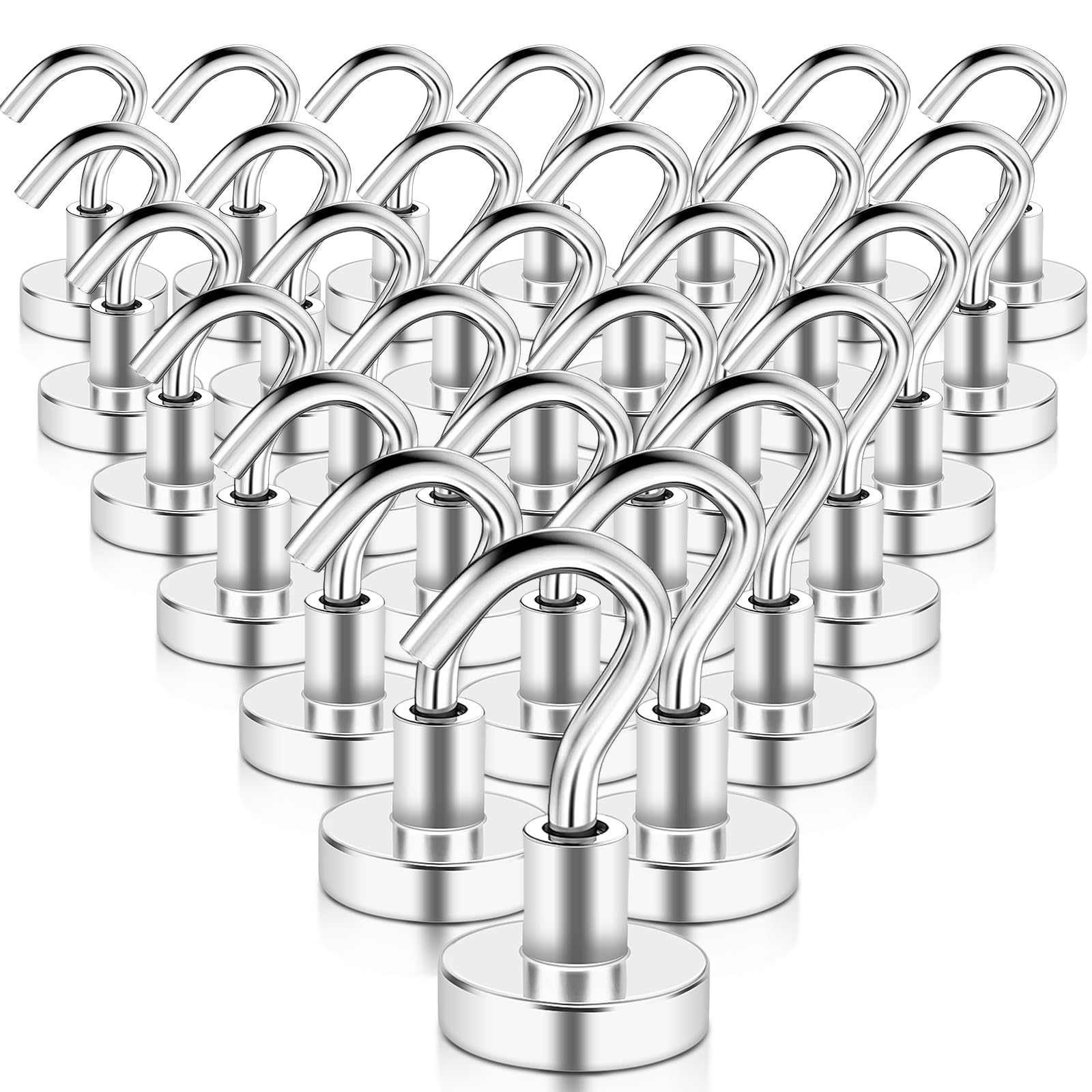 Swihorab 28 Pack Magnetic Hooks, Heavy Duty, Strong Neodymium Magnets, 22lb+ Capacity for Cruise, Kitchen, Fridge, Garage, Ceiling
