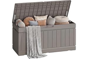 GUNJI 80 Gallon Resin Deck Box - Ideal Indoor & Outdoor Storage, Water-Repellent & UV-Protected for Cushions,Gardening Tools,