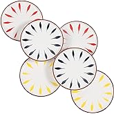 Aquiver 6'' Ceramic Dessert Plates - Color Painted Porcelain Appetizer Plates - Tea Party Small Serving Plates for Cake, Pie, Snacks, Ice Cream, Side Dish, Waffles - Set of 6 (3 Colors)