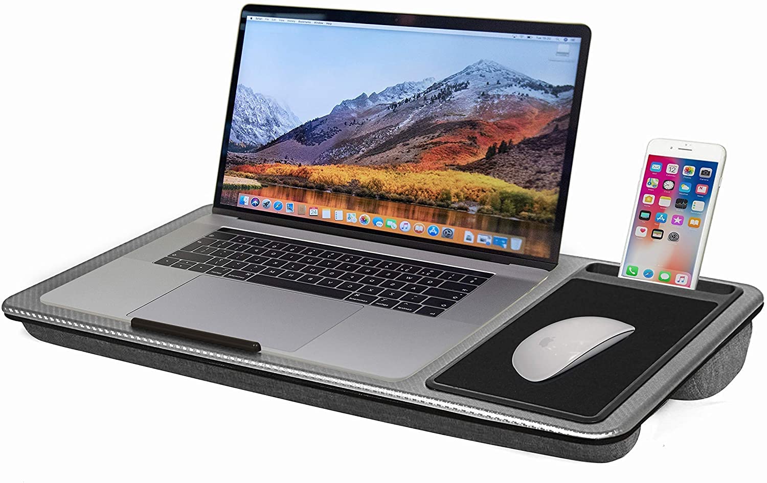 SEFFO Lap Desk Laptop Stand Portable Tray With Cushion, Built In Mouse Pad And Phone Holder, Up To 15.6"