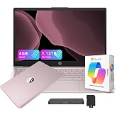 HP Stream 14" HD Student&amp;Business Laptop with AI Copilot, Intel Processor N150, 4GB RAM, 1.12TB Storage (128GB UFS + 1TB Docking Station), 1 Year Office 365, Intel Graphics, Win 11, Tranquil Pink