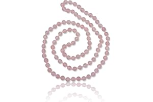 MGR MY GEMS ROCK! 7-8MM 36 Inch Long Matte-Finish Genuine Semi-Precious Stone Endless Infinity Opera Length Hand Beaded Mala Chakra Strand Necklace for Women or Men.