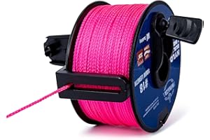 HONGDA Mason Line String Line, 328 Feet #18 Braided Nylon Twine String, Nylon Twine for Plants, Reloadable Line Reel Perfect for Masonry Jobs and Gardening, Pink