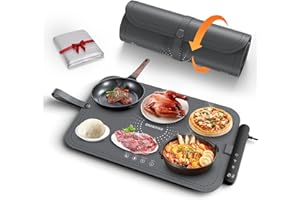 CCZedo Waterproof Warming Mat for Food,Upgraded Dishwasher-safe Food Warmer with Insulation Pad Defrosting Tray,6-Temp Control,Auto Shut-Off,Child Lock for Countertop,Parties,Buffets