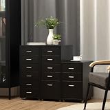 HollyHOME 5-Drawer Mobile File Cabinet with Casters, Black Metal Storage view 2