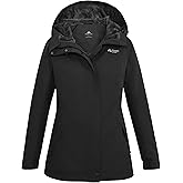 Pioneer Camp Women's Ski Jacket 10000mm Waterproof Warm Insulated Coat Fleece Lined Winter Jacket with Hood & Zip Pockets