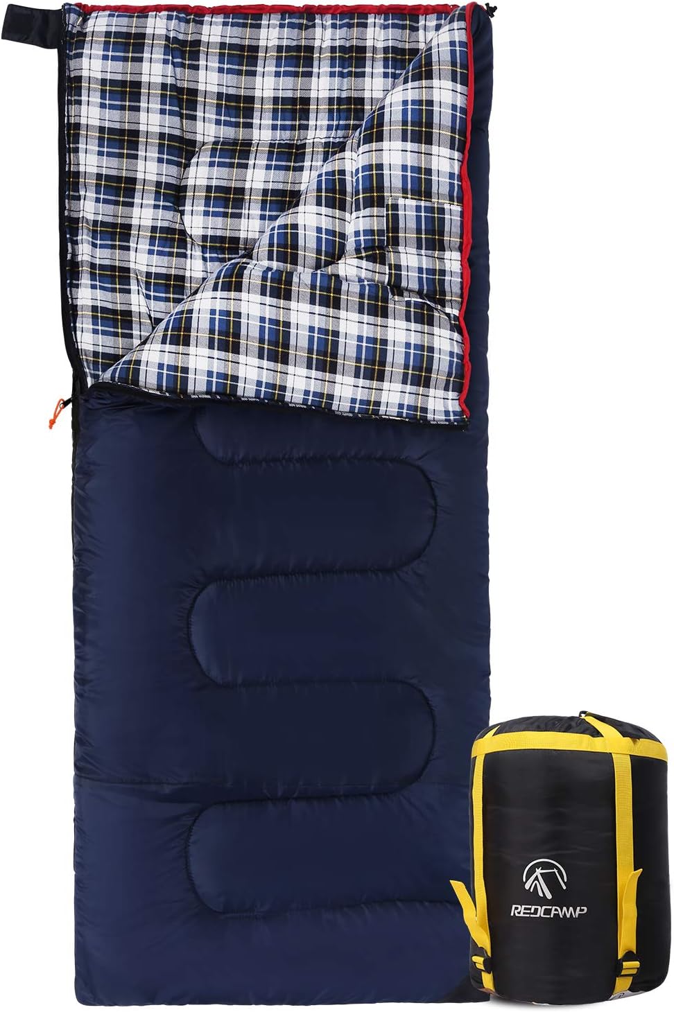 REDCAMP Cotton Sleeping Bag Adult 75 x 33 Flannel 4 Season 210T Polyester
