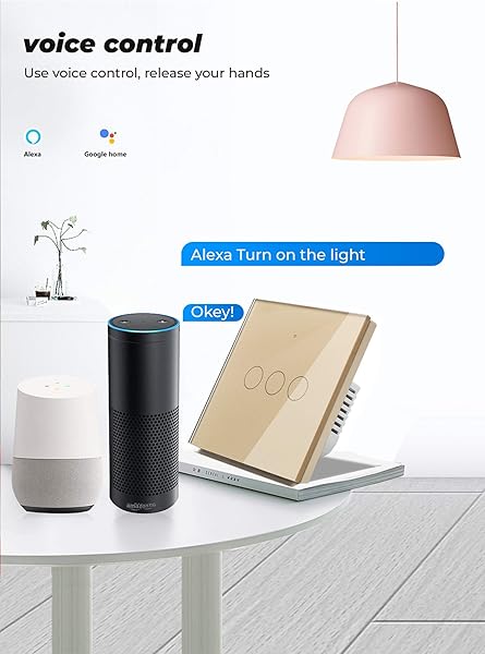 4PCS WiFi Interruptor de Luz Conmutador Tctil WiFi Compatible con Alexa y Google Home Control de APP y Funcin de Temporizador No Se necesita Neutro 1 Way 2 Gang Oro