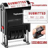 Toplusesse SUBMITTED Stamp with Date Self-Inking Office Rubber SUBMITTED Date Stamp for Business 12 Years Band Red Ink