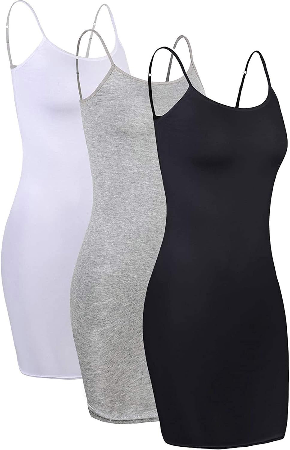 BEUU 3 Pack Full Slip for Women Under Dress Adjustable Spaghetti Strap
