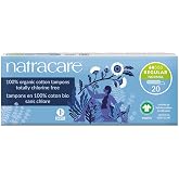 Natracare Non-Applicator 100% Organic Cotton Tampons, Regular, Totally Chlorine Free, Biodegradable and Compostable (1 Pack, 20 Tampons Total)