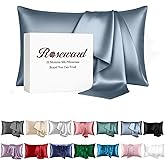 Premium Natural Mulberry Silk Pillowcase for Hair and Skin Made in USA, 22 Momme 6A Silk Pillow Cases Standard Size with Zipp