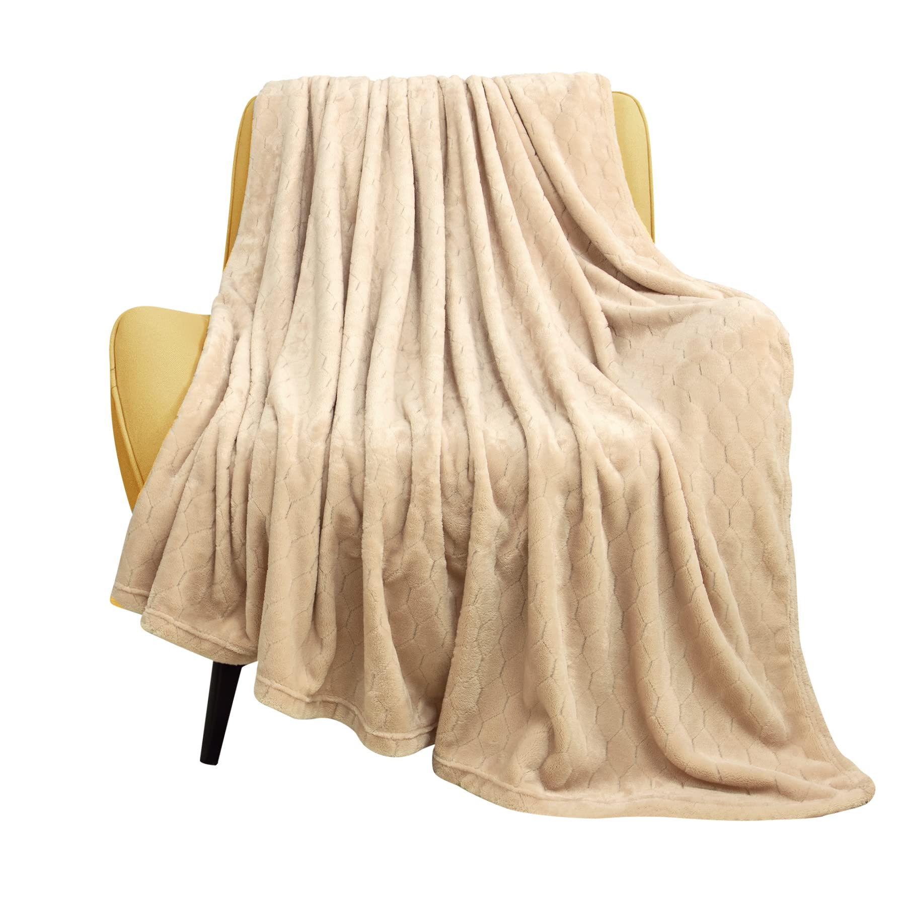 TOONOW Fleece Blanket Super Soft Cozy Throw Blanket 50" x 60", Lightweight Fuzzy Comfy Textured Flannel Blanket Warm Plush Throw Blankets for Couch, Sofa, Bed, Apricot
