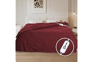 Eydna Electric Heated Blanket Twin Size 62"x84", Soft Fleece with 10 Hours Auto-Off & 4 Heating Levels, Overheating Protection, Machine Washable, Red