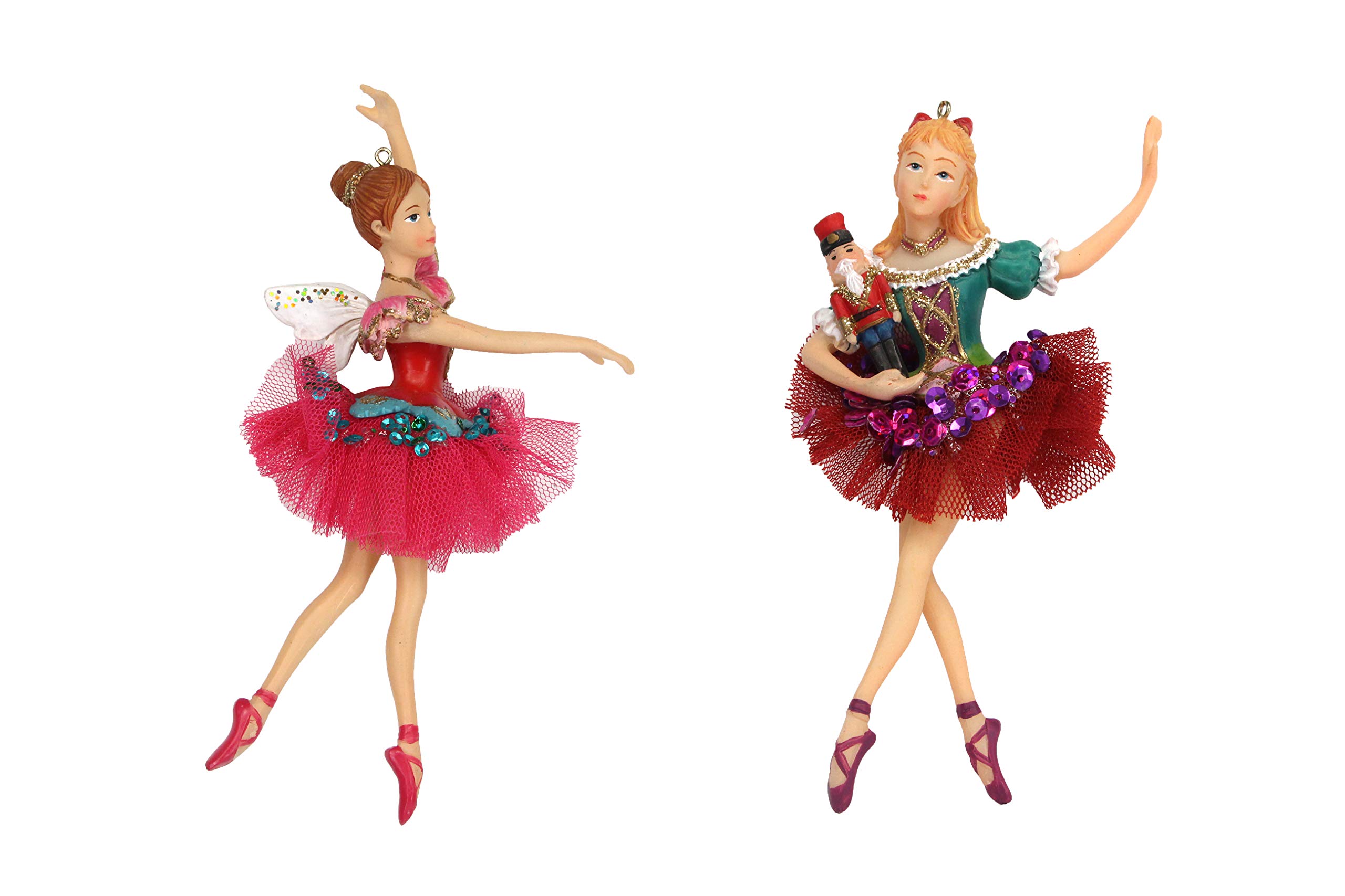 Gisela Graham Nutcracker Clara Ballerina Tree Decoration Set of 2 Assorted