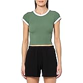 Florence by Mills Womens Sunburst Ribbed Short Sleeve Crew Tee