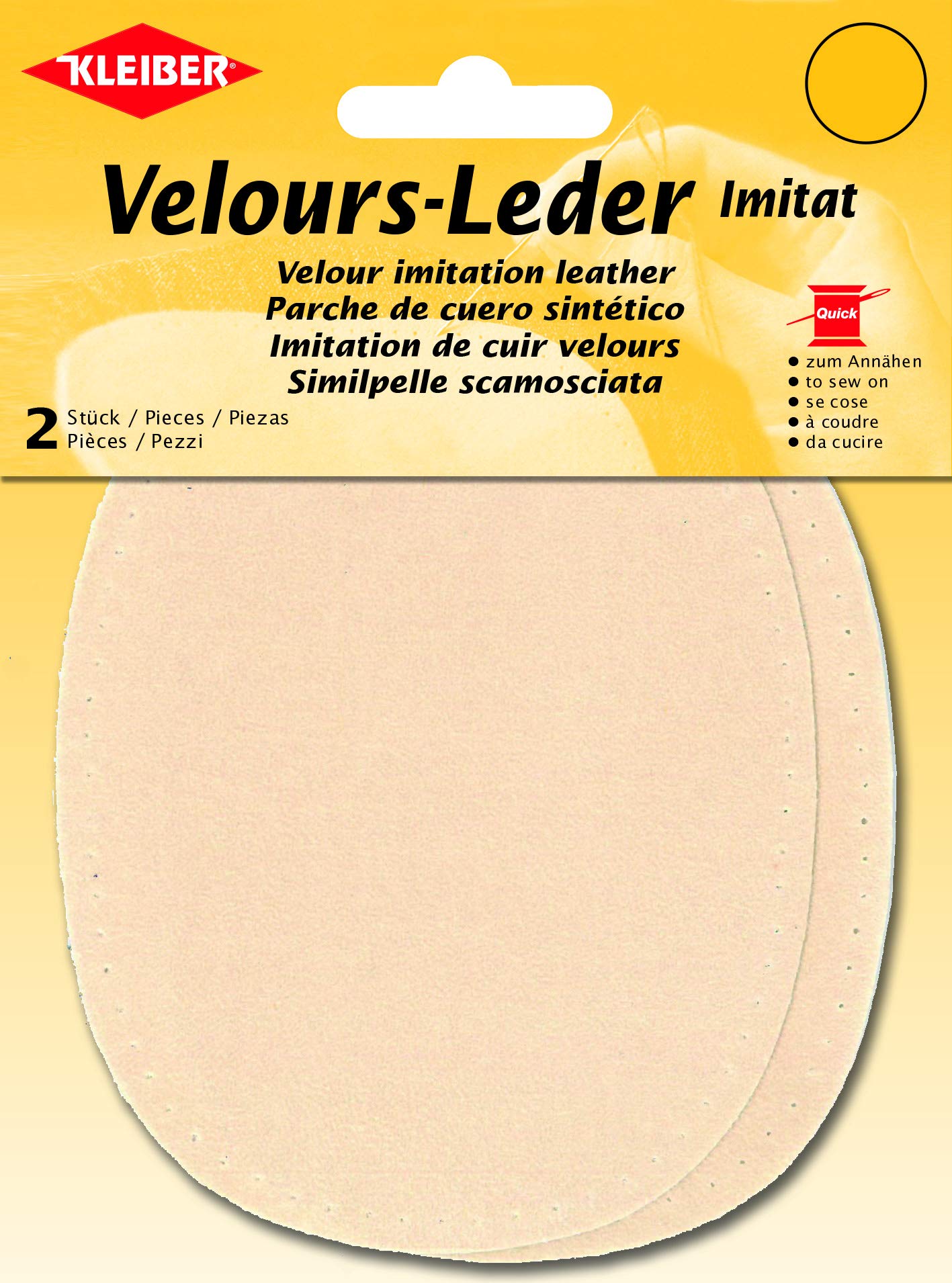 Kleiber 12.5 x 10 cm Imitation Suede Leather Sew on Knee/Elbow Patches Oval, Ivory