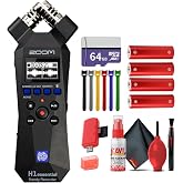 Zoom H1essential 2-Track 32-Bit Float Portable Audio Recorder Bundle | For Music, Video &amp; Field Recording + 64GB microSDXC Memory Card + Card Reader + Cleaning Kit + Wire Straps