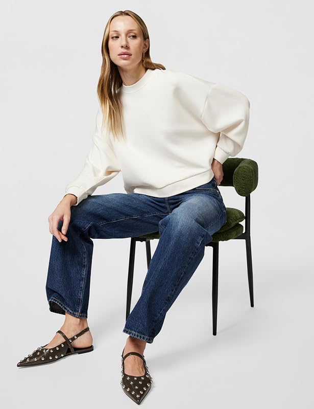 Sudadera de Manga Larga para Mujer, con Logotipo de Letras, Ajuste Relajado, Color Blanco, M, ISO, M