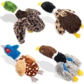 Calibonbon Stuffing-Free Duck Dog Toys, 4 Pack Squeaky Crinkle Plush Dog Toy Set, No-Stuffing Puppy Toys for Small &amp; Medium Dogs, Soft Dog Toys for Light to Moderate Chewers