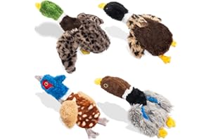 Calibonbon Squeaky Plush Duck Toys for Dogs 4-Pack - Interactive Chew Toys with Squeaker & Crinkle, No Stuffing Inside for Sa