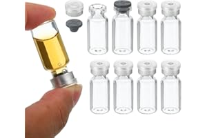 PATIKIL 3ml Sample Vials, 8 Pack Lab Empty Vials with Butyl Rubber Stopper and Crimp Top Caps Borosilicate Glass Vial, Transp