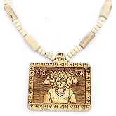 BRIJ HAAT Wooden Handmade Carving panch mukhi Hanuman ji Locket/pendant with Tulsi Kanthi Mala