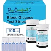 Glucose Test Strips 100 Count Blood Sugar Test Strip Used with Pro Comfort Glucose Monitor Only No Coding Design