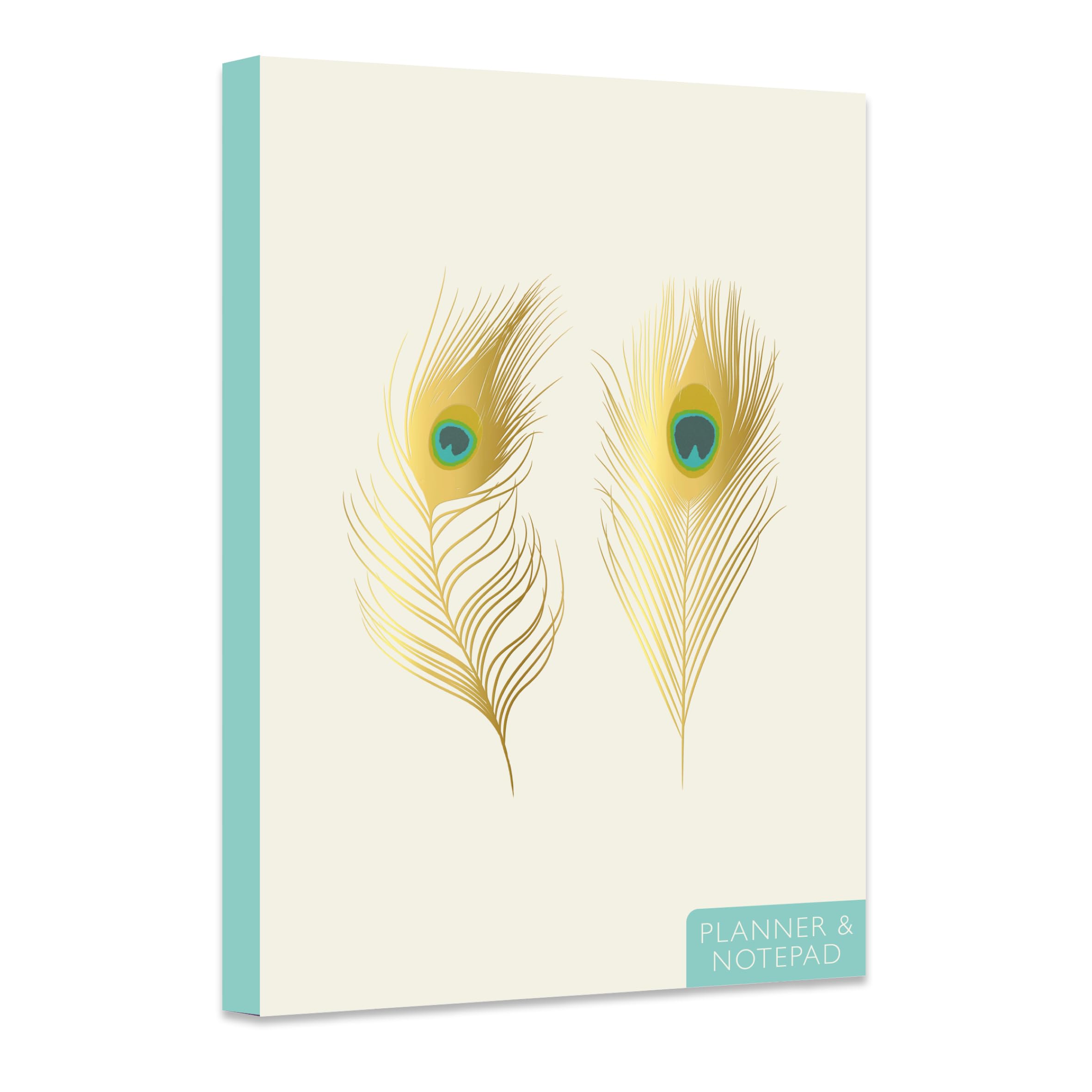 A5 Planner and Notepad with Sticky Notes - Peacock Feathers Design