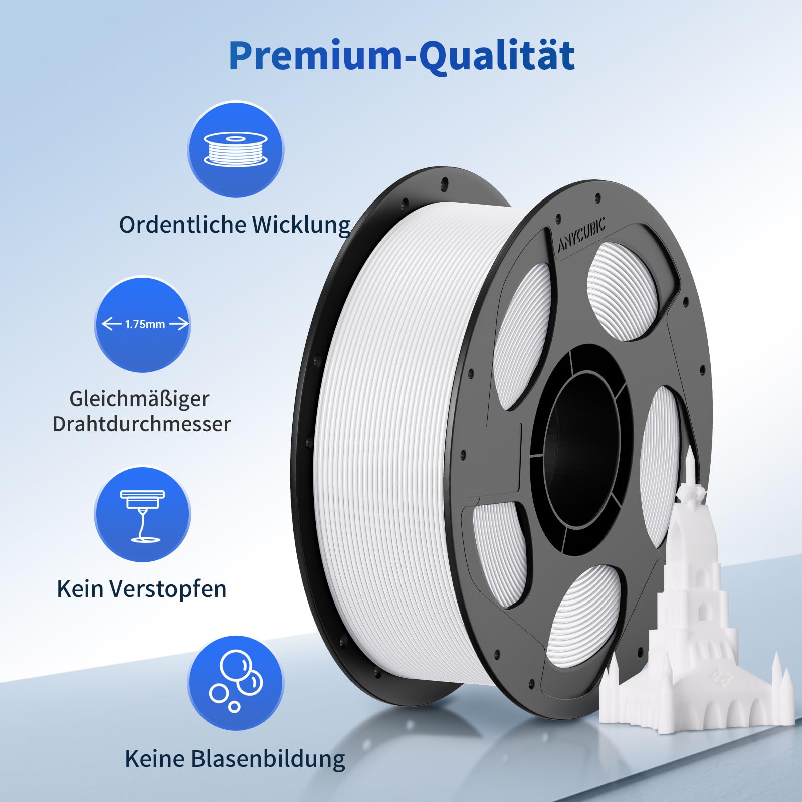 ANYCUBIC PLA Filament 1,75mm, Refill PLA und Spool Kit, 3D Drucker Filament PLA, Vakuumverpackung, Intelligente Identifikation, 2KG Schwarz Weiß 3