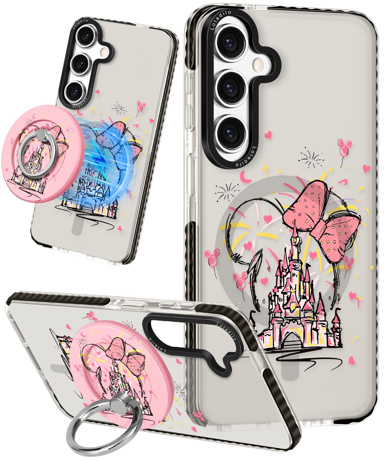 Photo 1 of Lotadilo Cute Case for Samsung Galaxy S24 for Women Girls - Funny Castle Design Compatible with Magsafe Magnetic Ring Holder Kickstand Fashion TPU Phone Covers